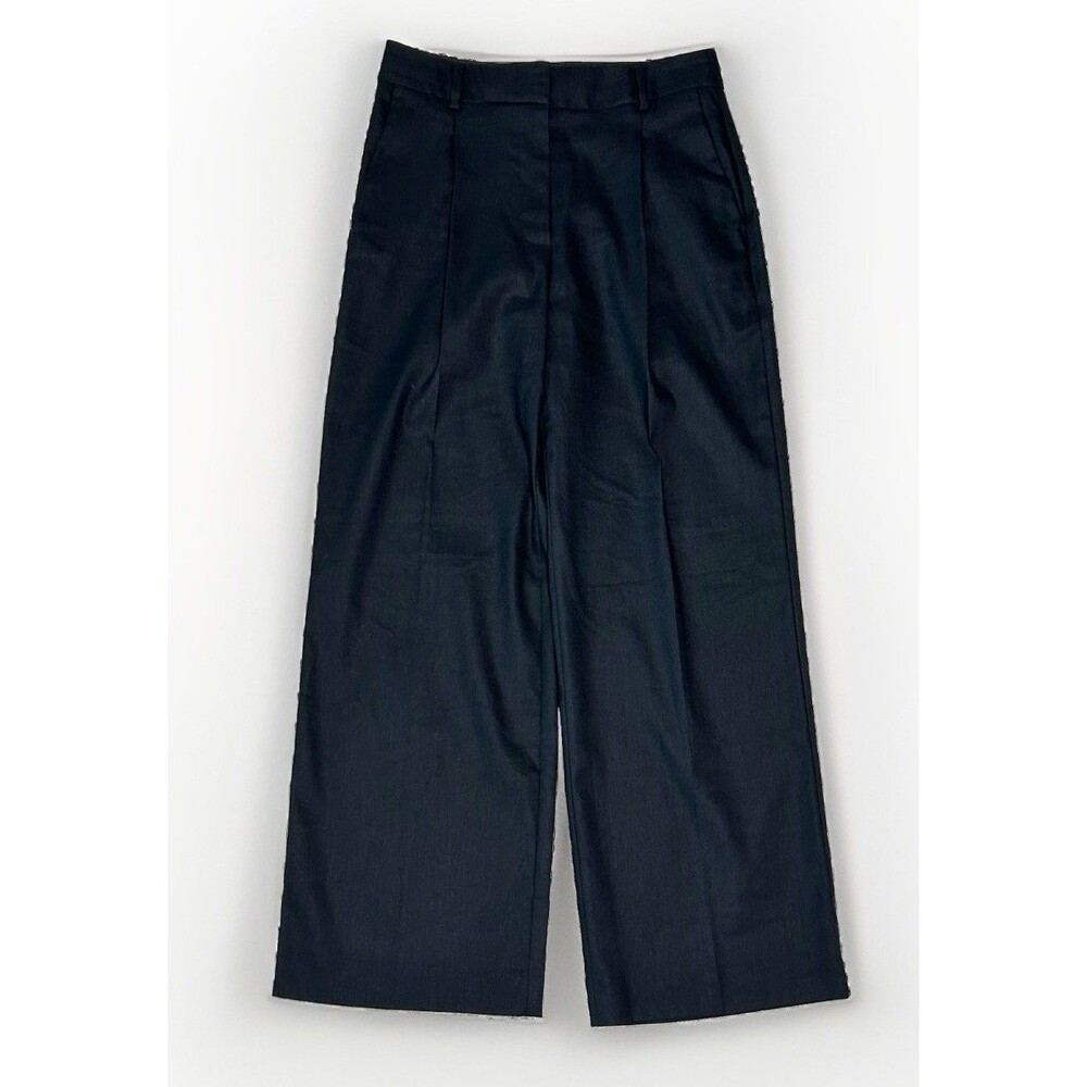 Ann Taylor Black Linen Blend Dress Pants Wide Leg 2 Petite 2P Pleated